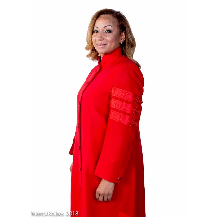 Womens Robe Style Lr6000 (Red With Bars)