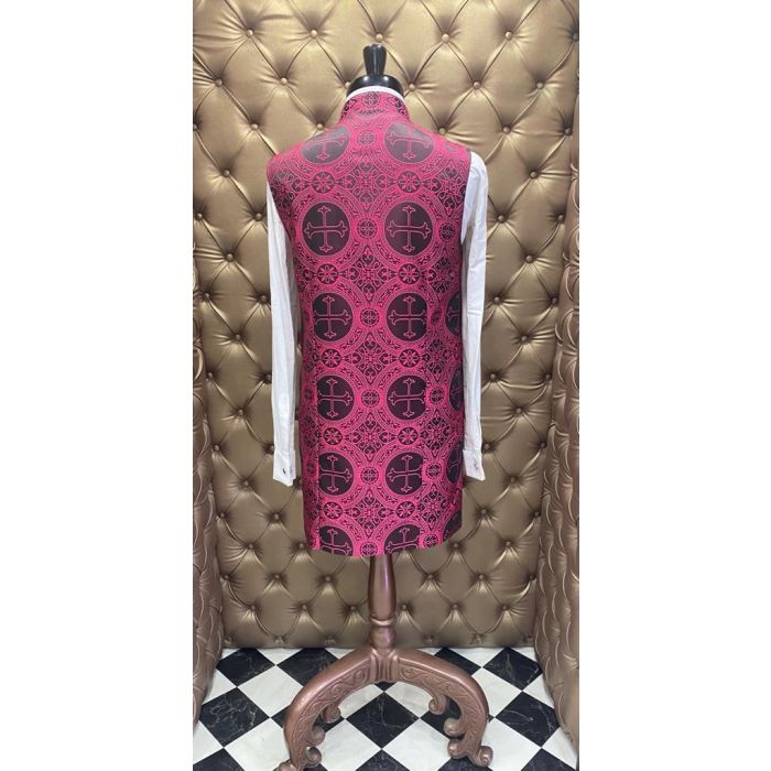 Mens 3/4 Clergy Vest (Fuchsia/Black LT)