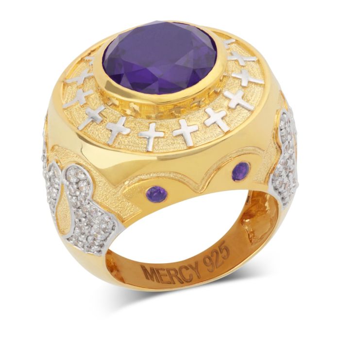 Mens Bishop Clergy Ring Style MRG2424 (G-Purple)