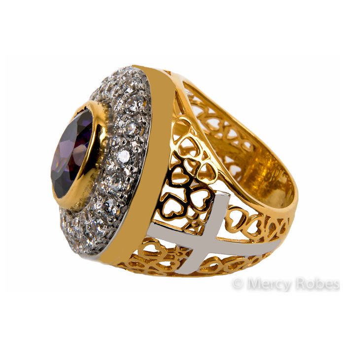 Mens Clergy Bishop Ring Style Mercy2016 (G P) (Purple Amethyst)
