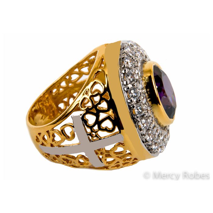 Mens Clergy Bishop Ring Style Mercy2016 (G P) (Purple Amethyst)