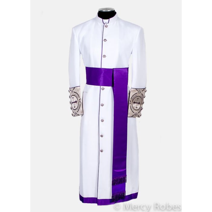 Mens Clergy Robe Cassock, Chimere,Band Cinture Style Mercy