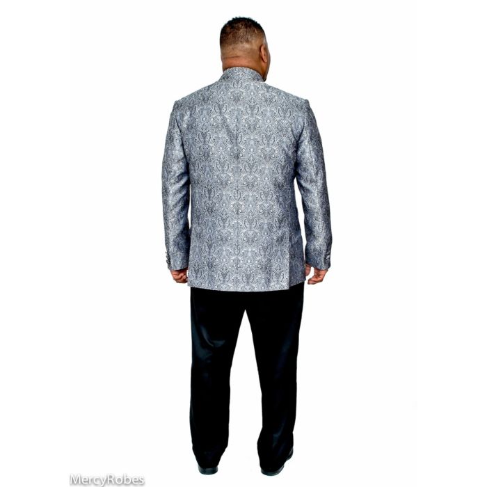 Mens Clergy Jacket Style CJ086 (Silver/Black Brocade)
