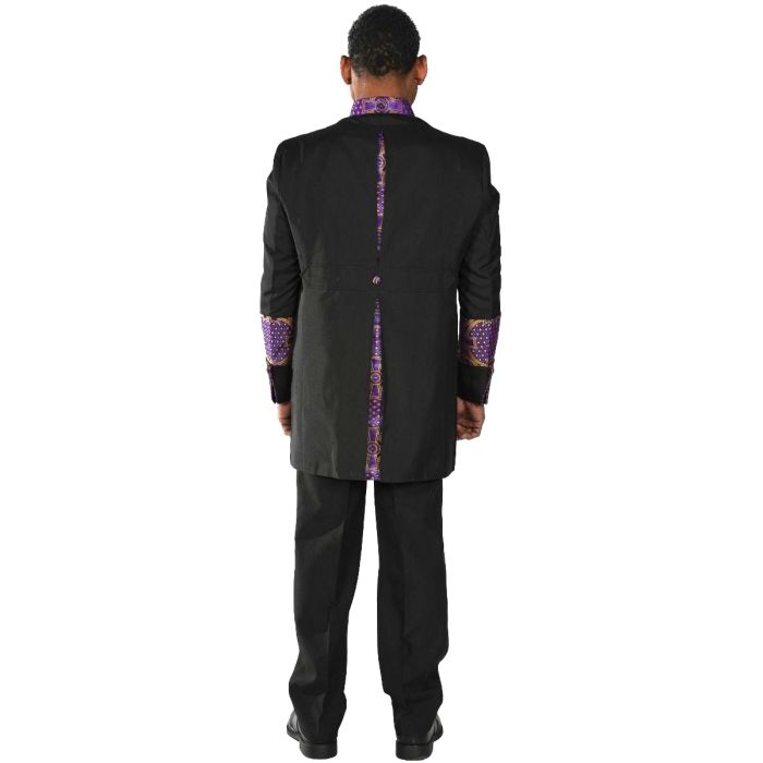  Mens Clergy Jacket & Pants Style CJ094 (Black/Purple-Gold Lt)