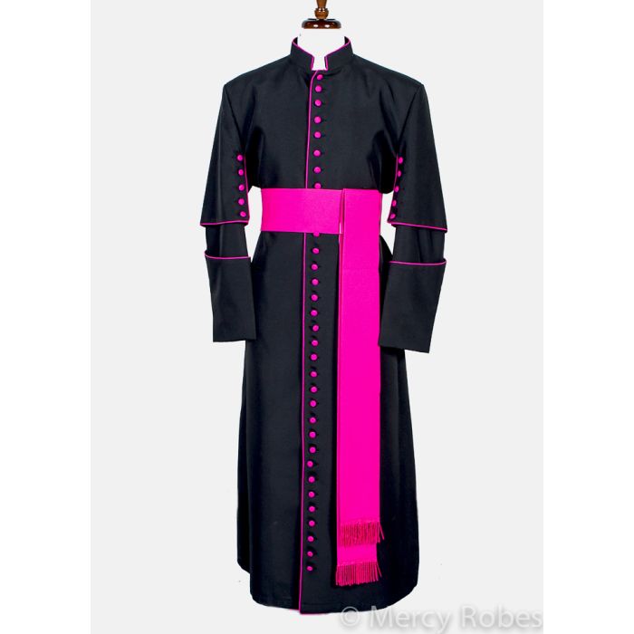 House Cassock Style 2018 Black Fuchsia With Band Cincture