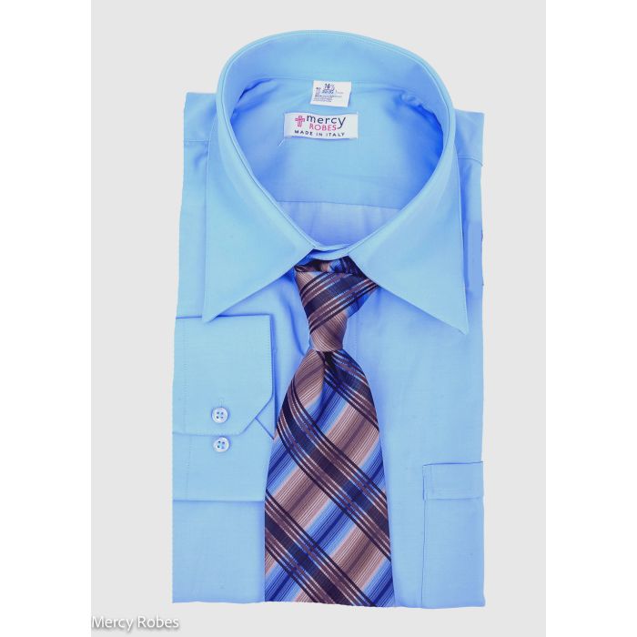 navy blue fall wedding guest dress Button-Down Dress Shirt in Blue Oxford main image 1