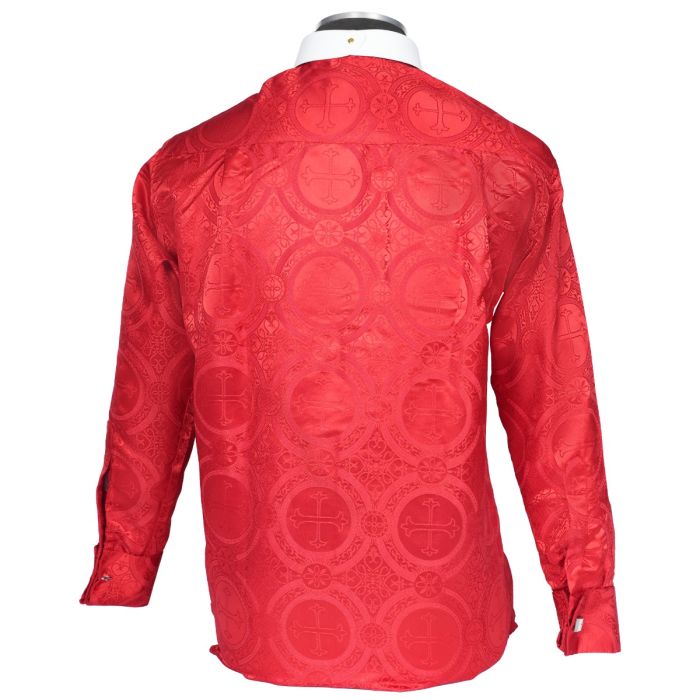 mens red french cuff dress shirt Mens Long Sleeves French Cuff Roman Collar Clergy Shirt (Red Lt)
