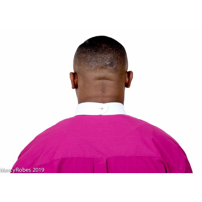 Mens Long Sleeve Clergy Shirt W/Contrast White Cuff (Fuchsia)