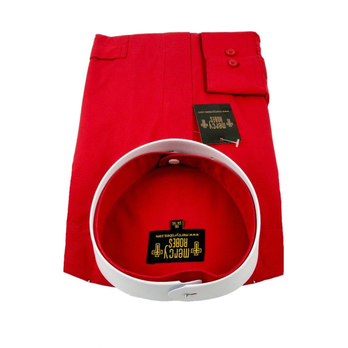 Mens Long Sleeve Full Collar Clerical Shirt With Soft Collar (Red)
