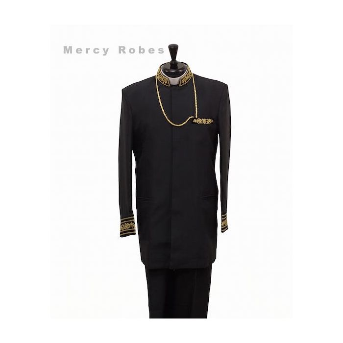Mens Preaching Jacket & Pants Style CJ048 (Black/Gold)
