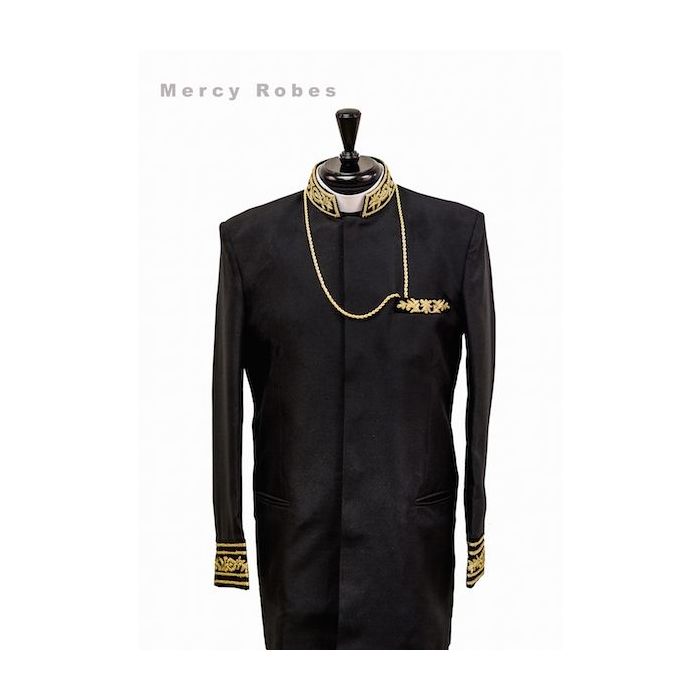 Mens Preaching Jacket & Pants Style CJ048 (Black/Gold)