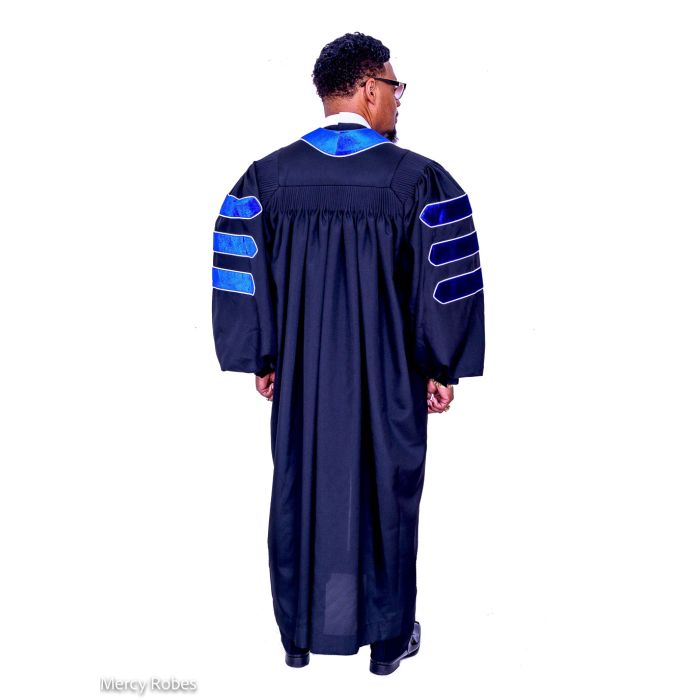 Mens Pulpit Robe Style Ppr-012023 (Black/Royal Blue) With Bars
