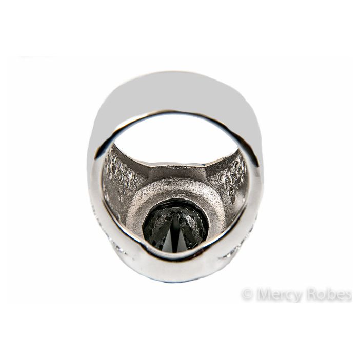 Mens Clergy Ring Style Subs806 (Silver With Black Stone)
