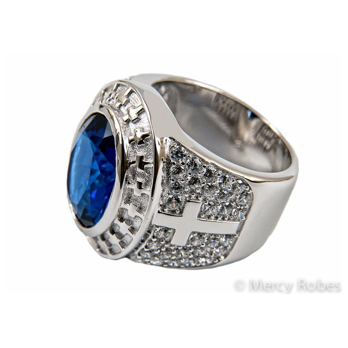 Clergy Ring Style Subs806 (Silver With Royal Blue)