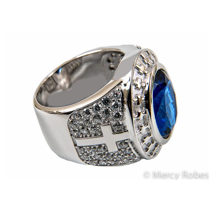 Clergy Ring Style Subs806 (Silver With Royal Blue)