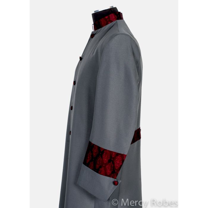 Mens Clergy Robe Style Cwl800 (Grey/Blk-Red Brocade)