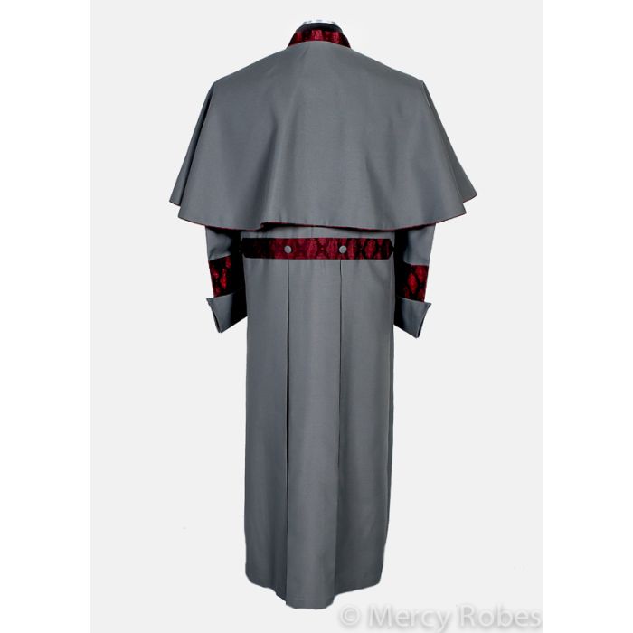 Mens Clergy Robe Style Cwl800 (Grey/Blk-Red Brocade)