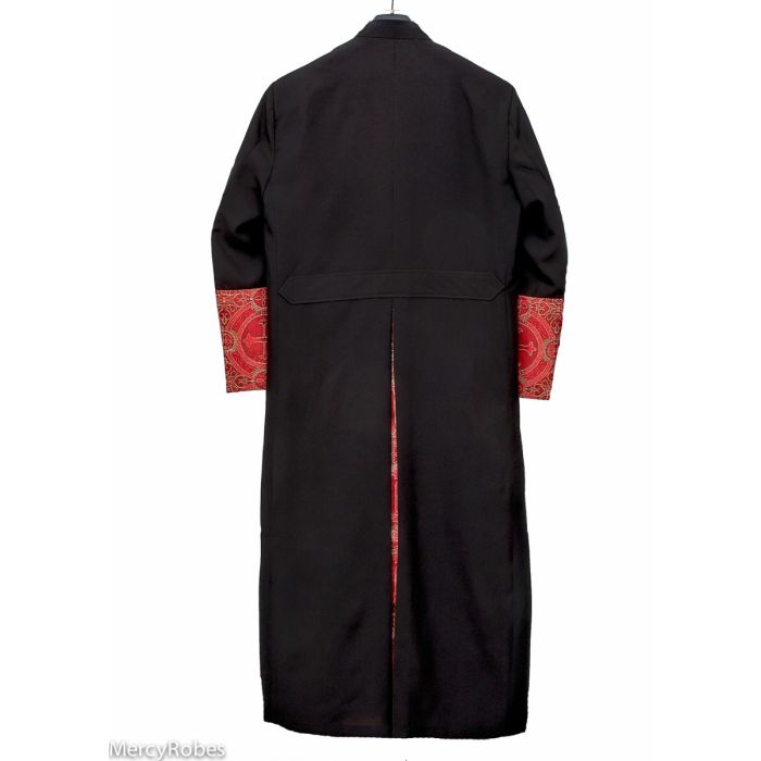 Mens Zipper Clergy Robe Style Zbr199 (Black/Red-Gold LT)