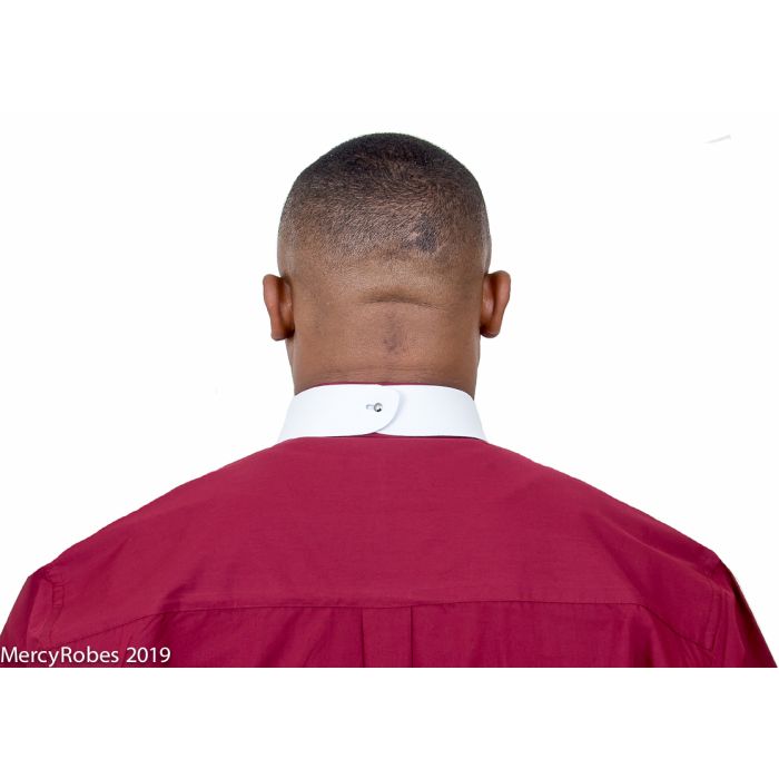 Mens Short Sleeve Full Collar Clerical Shirt (Burgundy)