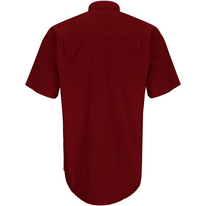Mens Short Sleeve Tonsure Collar Clergy Shirt (Burgundy)