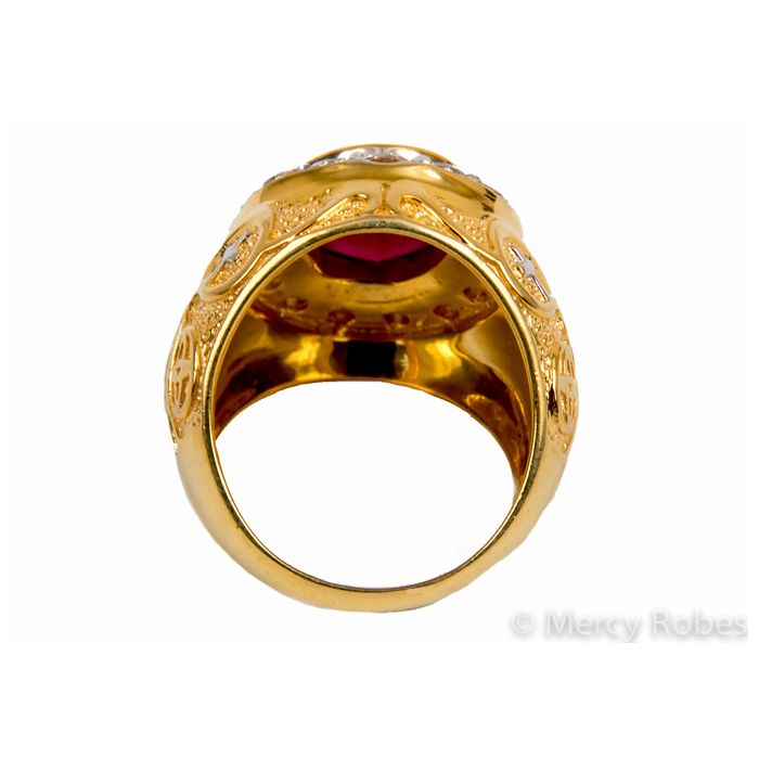 Mens Clergy Apostle Ring Style Mercy2017 (G R) (Red Ruby)