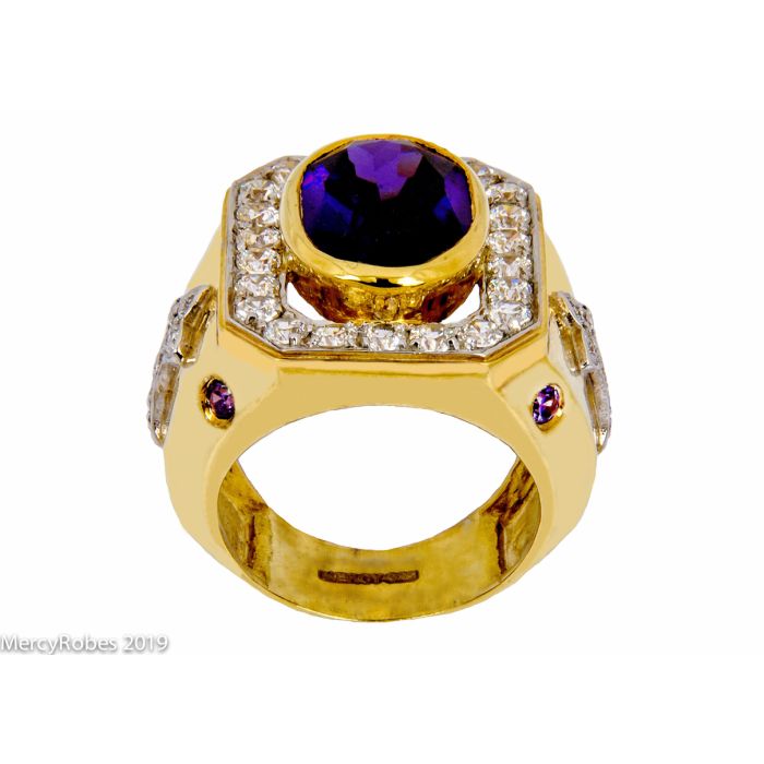 Mens Clergy Bishop Ring Style Mrg2024 (G P) (Purple Amethyst)