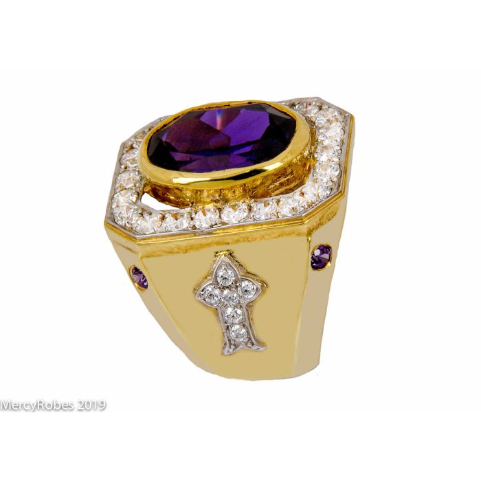 Mens Clergy Bishop Ring Style Mrg2024 (G P) (Purple Amethyst)