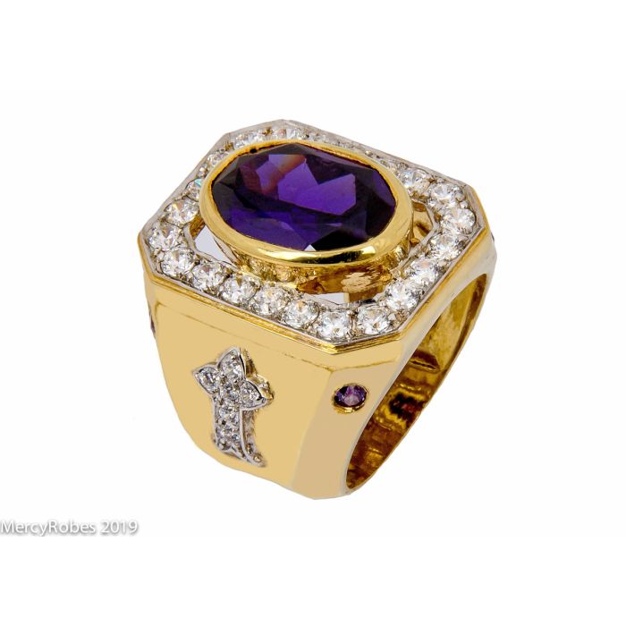 Mens Clergy Bishop Ring Style Mrg2024 (G P) (Purple Amethyst)