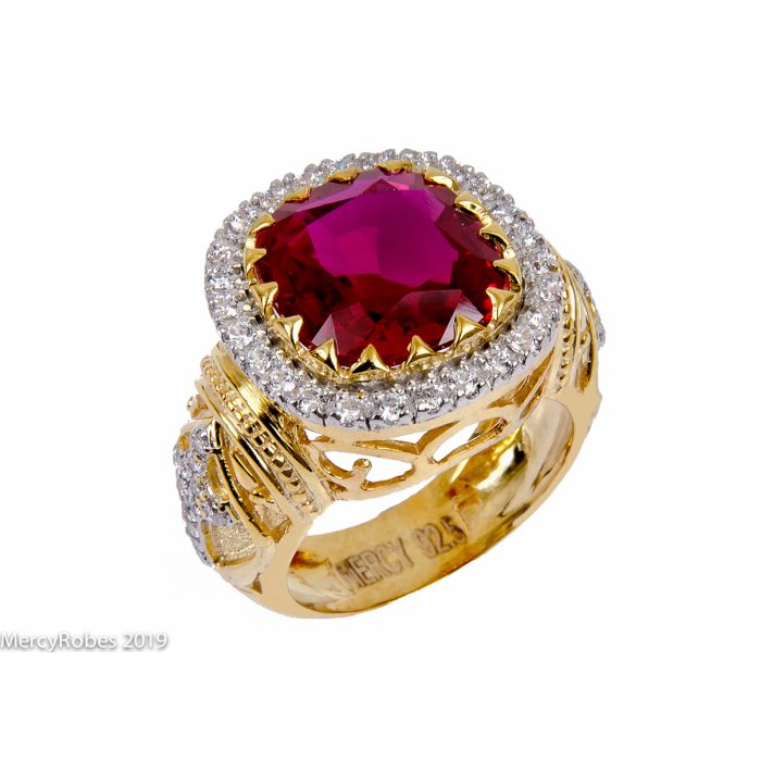 Womens Clergy Apostle Ring Style Mrg2034 (G R) (Red Ruby)
