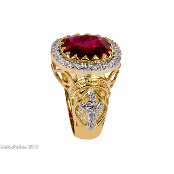 Womens Clergy Apostle Ring Style Mrg2034 (G R) (Red Ruby)