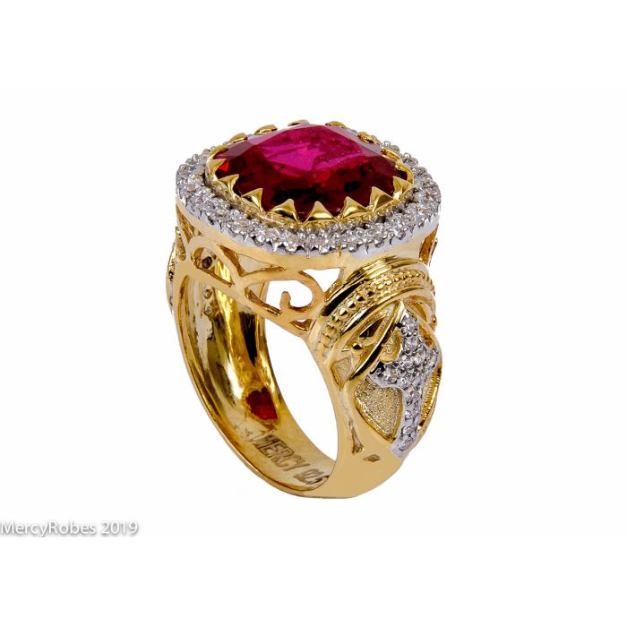 Womens Clergy Apostle Ring Style Mrg2034 (G R) (Red Ruby)