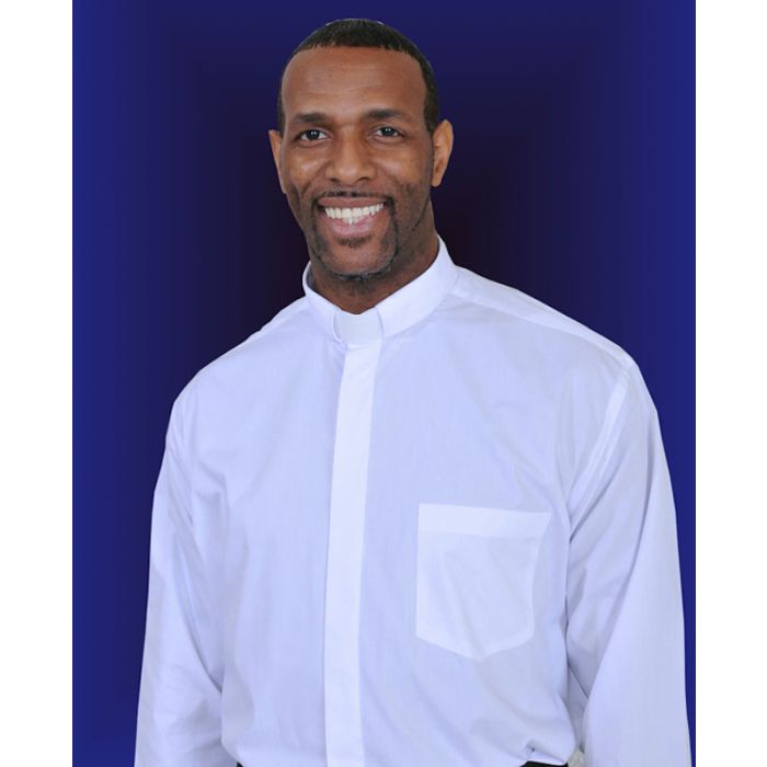 Mens Long Sleeve French Cuff Tab Collar Clerical Shirt (White)