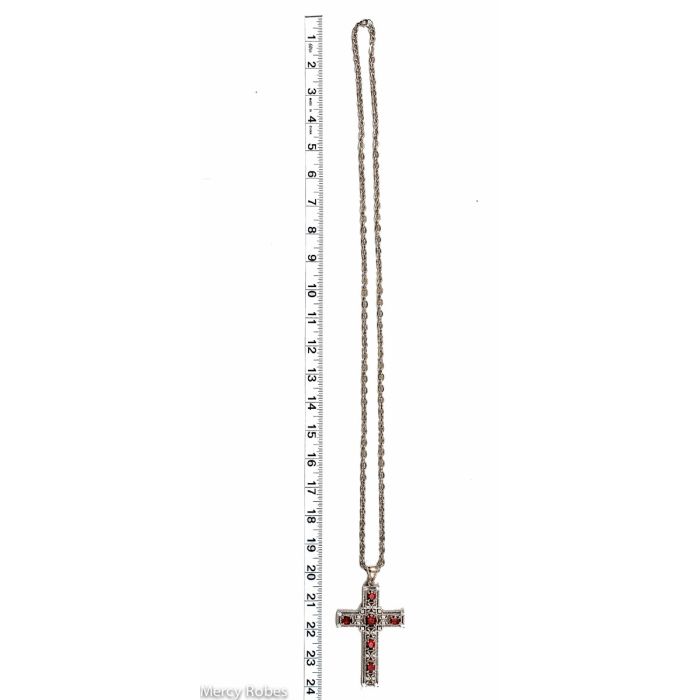 Pectoral Cross With Chain Style Ben02 (S Red) 3.5" H X 2.5" W