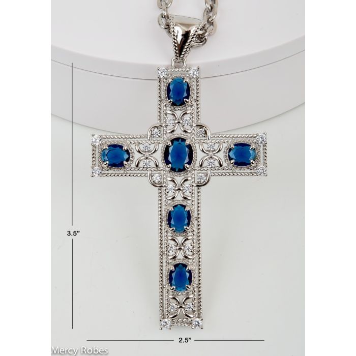 Pectoral Cross With Chain Style Ben02 (S Royal) 3.5" H X 2.5" W