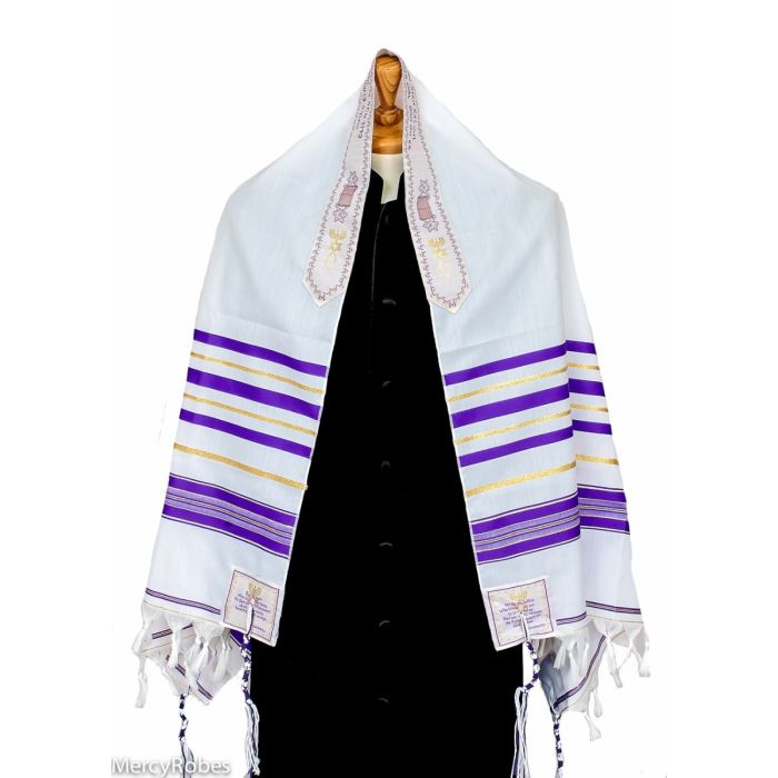 Prayer Shawl (White/Gold/Purple) 71
