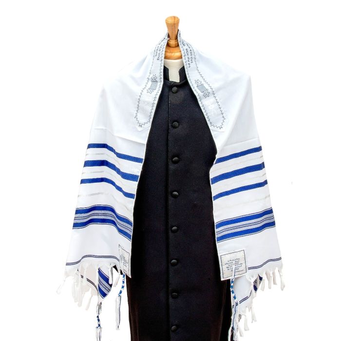 Prayer Shawl (White/Royal/Silver) 67