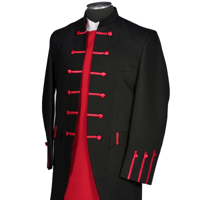 Mens Preaching Frock Jacket Pants Style Frock2025 (Black/Red)