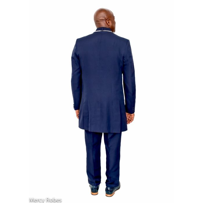 Preaching Jacket & Pants Set - Elegant Navy Blue Attire for Worship Services