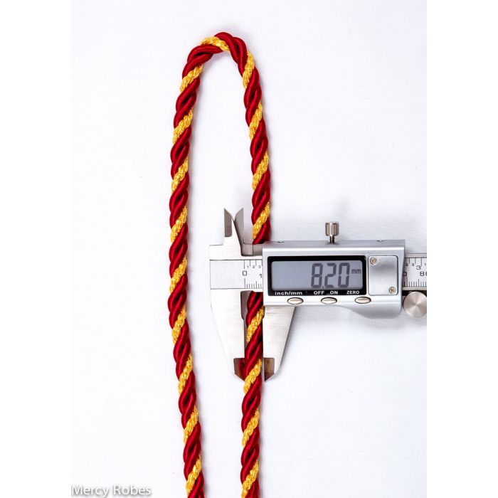 Premium Two Tone Burgundy/Gold Clergy Cord With Gold Color Plated Cross