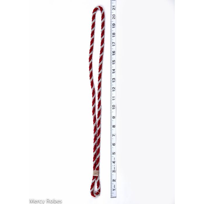 Premium Two Tone Burgundy/Silver Clergy Cord With Stainless Steel Cross