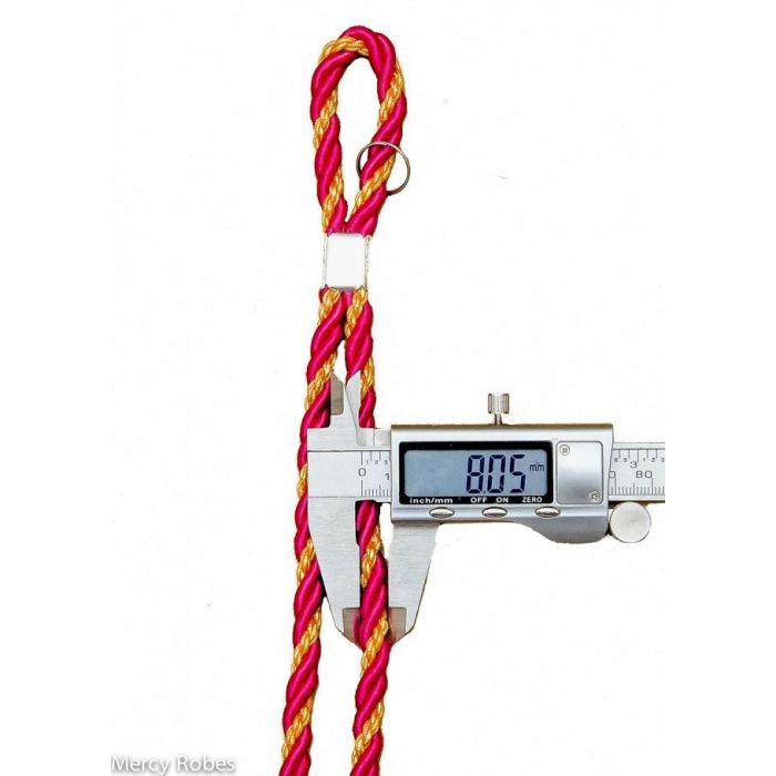 Premium Two Tone Fuchsia/Gold Clergy Cord With Stainless Steel Gold Color Plated Cross
