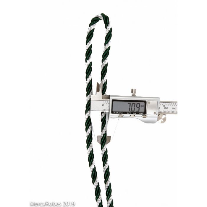 Premium Two Tone Clergy Cord (Green/Silver)