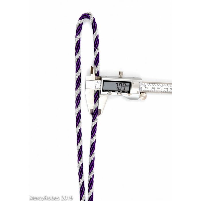 Premium Two Tone Clergy Cord (Purple/Silver)
