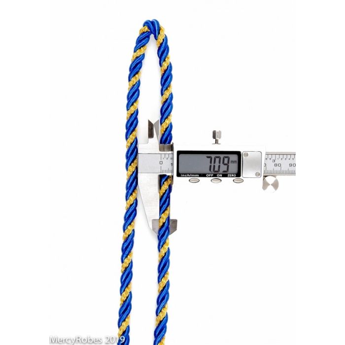 Premium Two Tone Royal Blue/Gold Clergy Cord With Gold Color Plated Cross