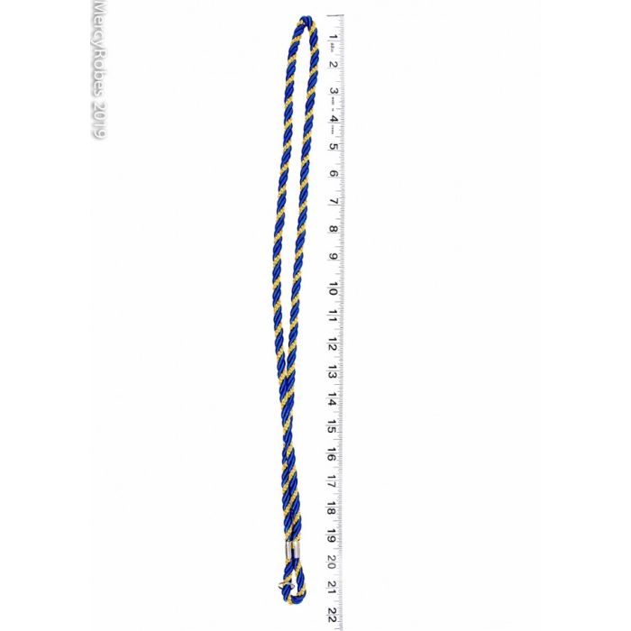 Premium Two Tone Royal Blue/Gold Clergy Cord With Gold Color Plated Cross