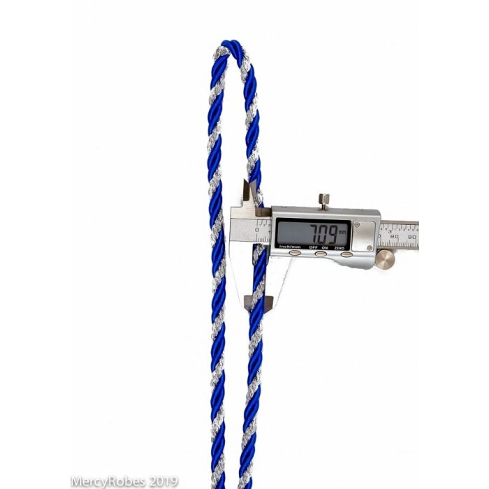 Premium Two Tone Royal Blue/Silver Clergy Cord With Stainless Steel Cross
