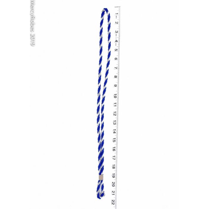 Premium Two Tone Royal Blue/Silver Clergy Cord With Stainless Steel Cross