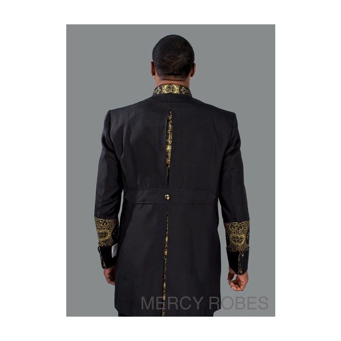 Mens Clergy Jacket Style CJ028 Elegant Black and Gold Design for
