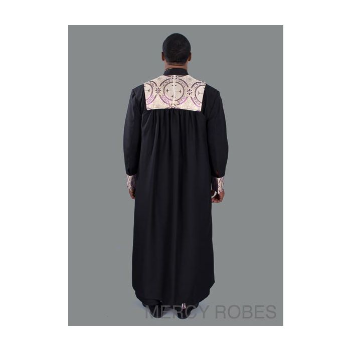 Mens Clergy Robe Style Exd185 Exclusive (Black/Purple Gold) With Chimere