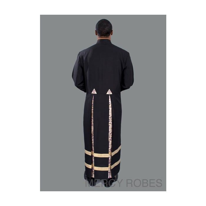 Mens Clergy Robe Style Exd185 Exclusive (Black/Purple Gold) With Chimere